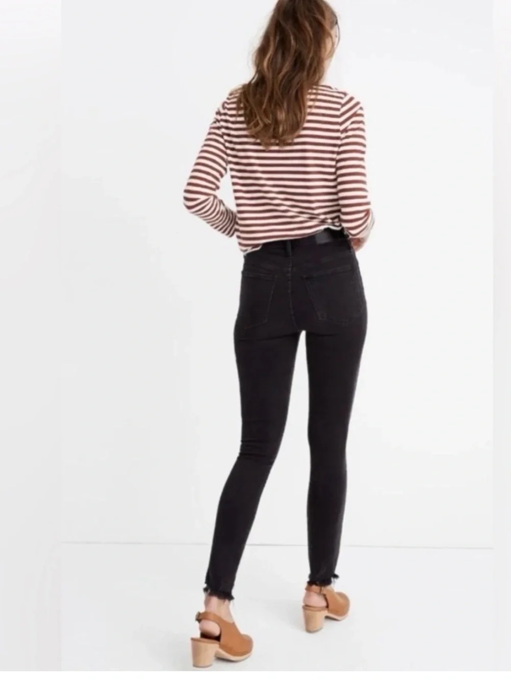 Madewell 10” High Rise Skinny Jeans Lunar Black Raw Hem Button Fly 29P